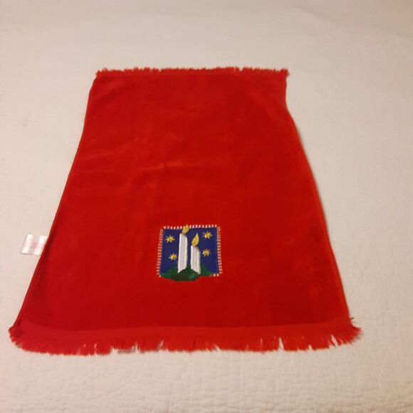Christmas Hand Towel Candles Fringed - Picture 2 of 5
